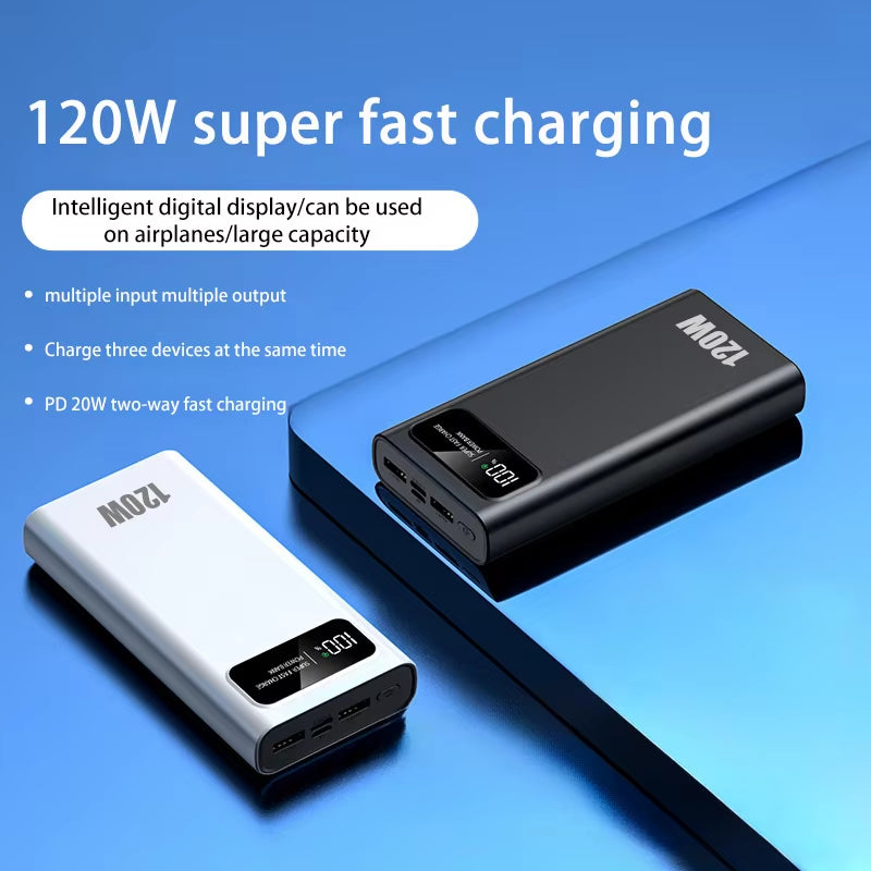 Lenove 120W Super Fast Charging Power Bank 200000Mah Ultralarge Capacity Digital Display Power Bank for Iphone External Battery