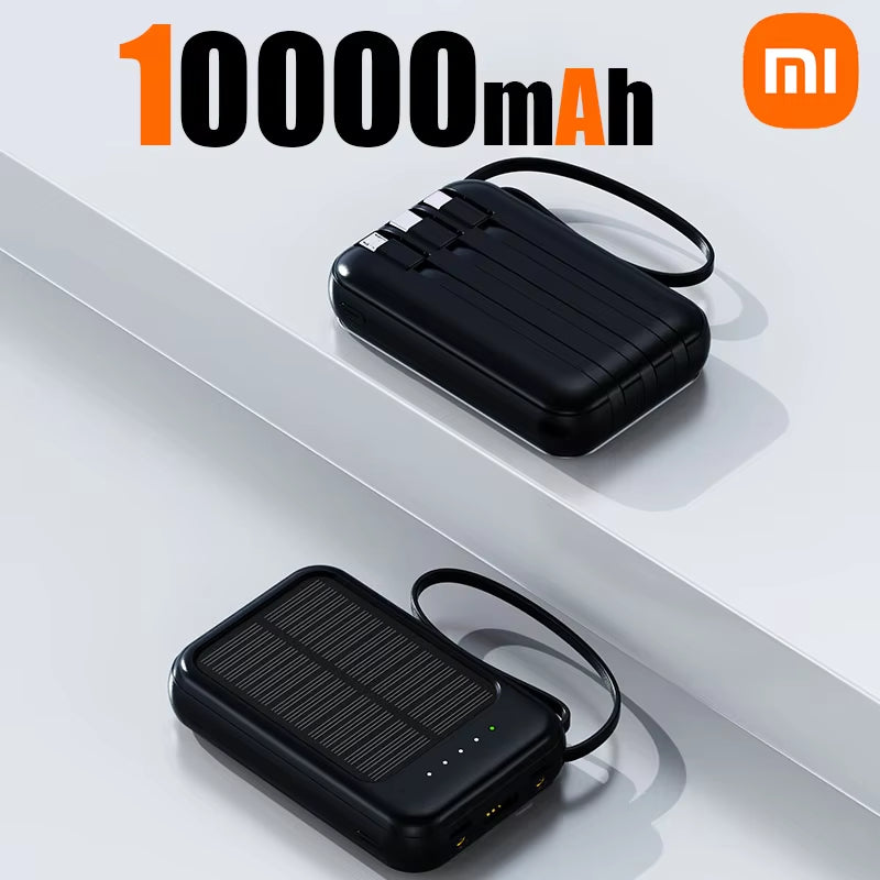 Xiaomi 50000Mah Solar Power Bank Built Cables Solar Charger 2 USB Ports External Charger Powerbank with LED Light