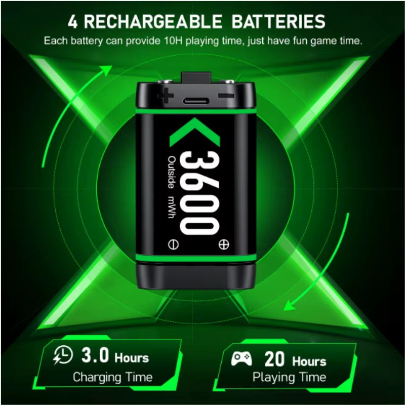 Rechargeable Battery for Xbox One Controller 4 X 3600Mwh Battery for Xbox One/Xbox Series X/S Charging Accessories ﻿