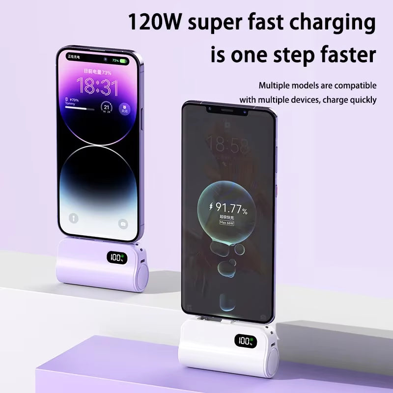 Xiaomi Capsule Power Bank 50000Mah Pocket Power Bank 120W Fast Charge Portable Mini Power Bank Suitable for Iphone and Android