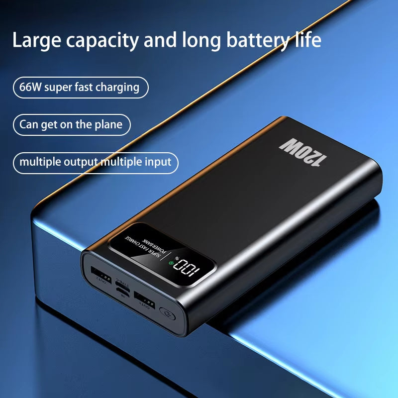 Lenove 120W Super Fast Charging Power Bank 200000Mah Ultralarge Capacity Digital Display Power Bank for Iphone External Battery