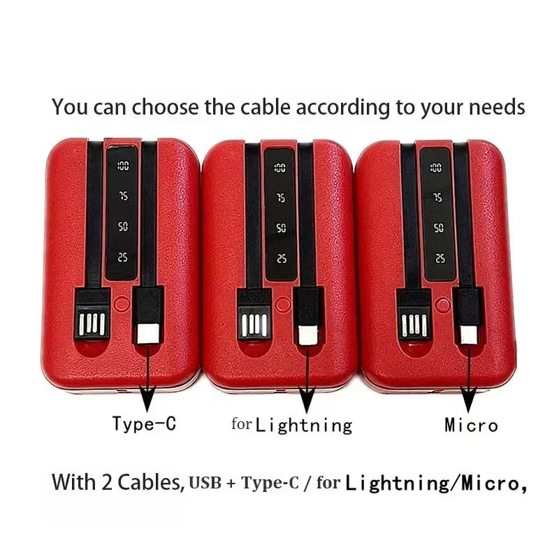 Powerbank Case Kit Micro Type-C USB Ports Powerbank Shell 2*18650/21700 Battery Charger DIY Power Bank Box Shell with 2 Cables