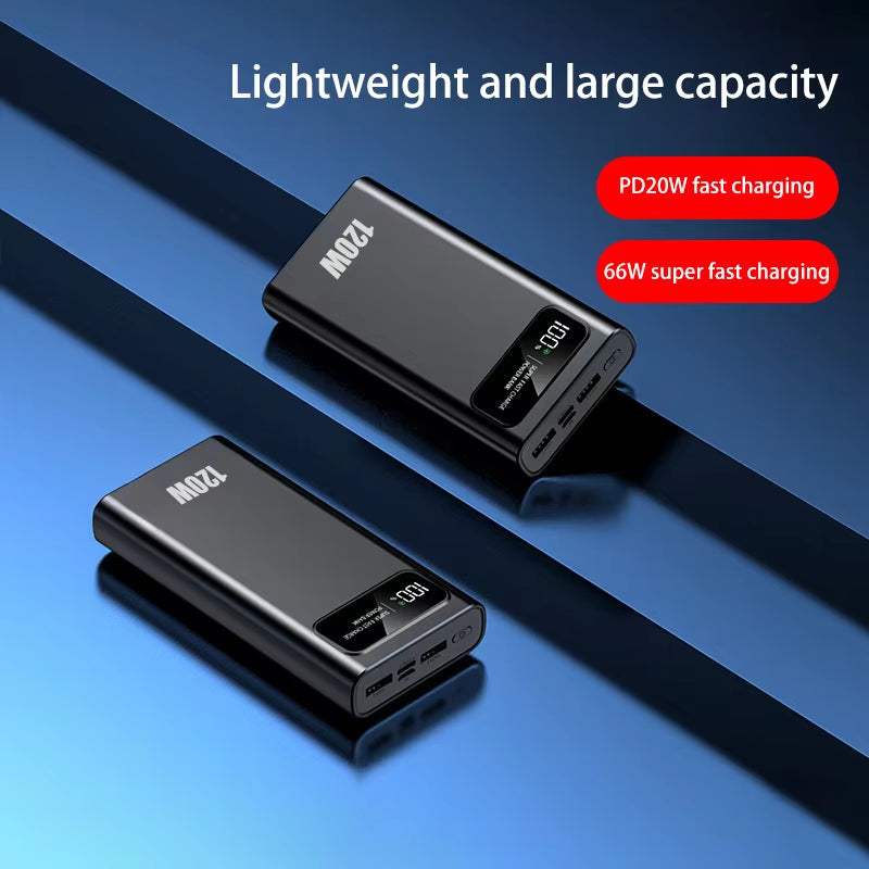 Lenove 120W Super Fast Charging Power Bank 200000Mah Ultralarge Capacity Digital Display Power Bank for Iphone External Battery