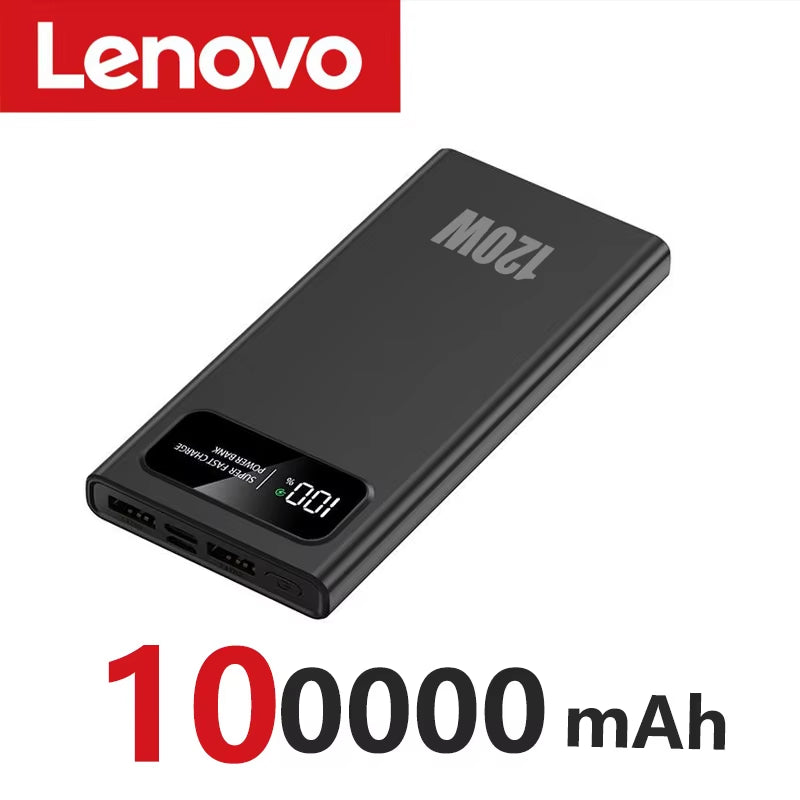 Lenove 120W Super Fast Charging Power Bank 200000Mah Ultralarge Capacity Digital Display Power Bank for Iphone External Battery