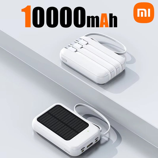 Xiaomi 50000Mah Solar Power Bank Built Cables Solar Charger 2 USB Ports External Charger Powerbank with LED Light