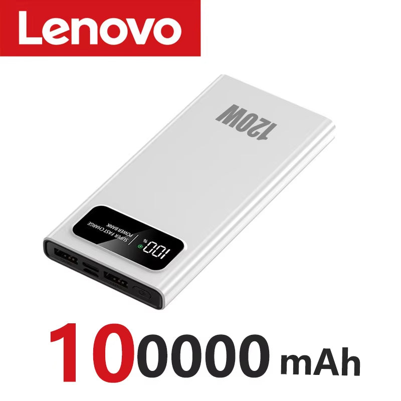 Lenove 120W Super Fast Charging Power Bank 200000Mah Ultralarge Capacity Digital Display Power Bank for Iphone External Battery