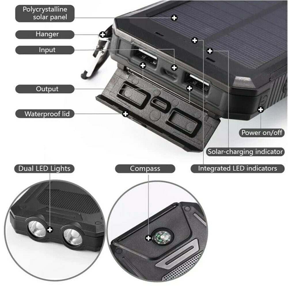 Super Solar Power Bank Charger USB Portable Charger Power Bank for Cell Phone