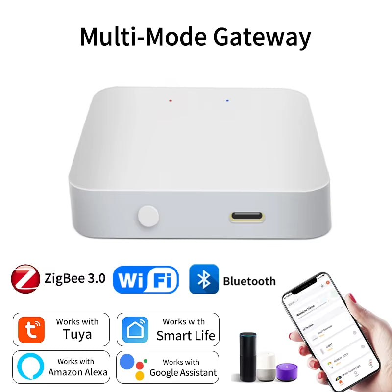 Tuya Smart Multi Mode Gateway Zigbee Wifi Bluetooth Hub Bridge Smart Home Control Smart Life APP Alexa Google Home Voice Control