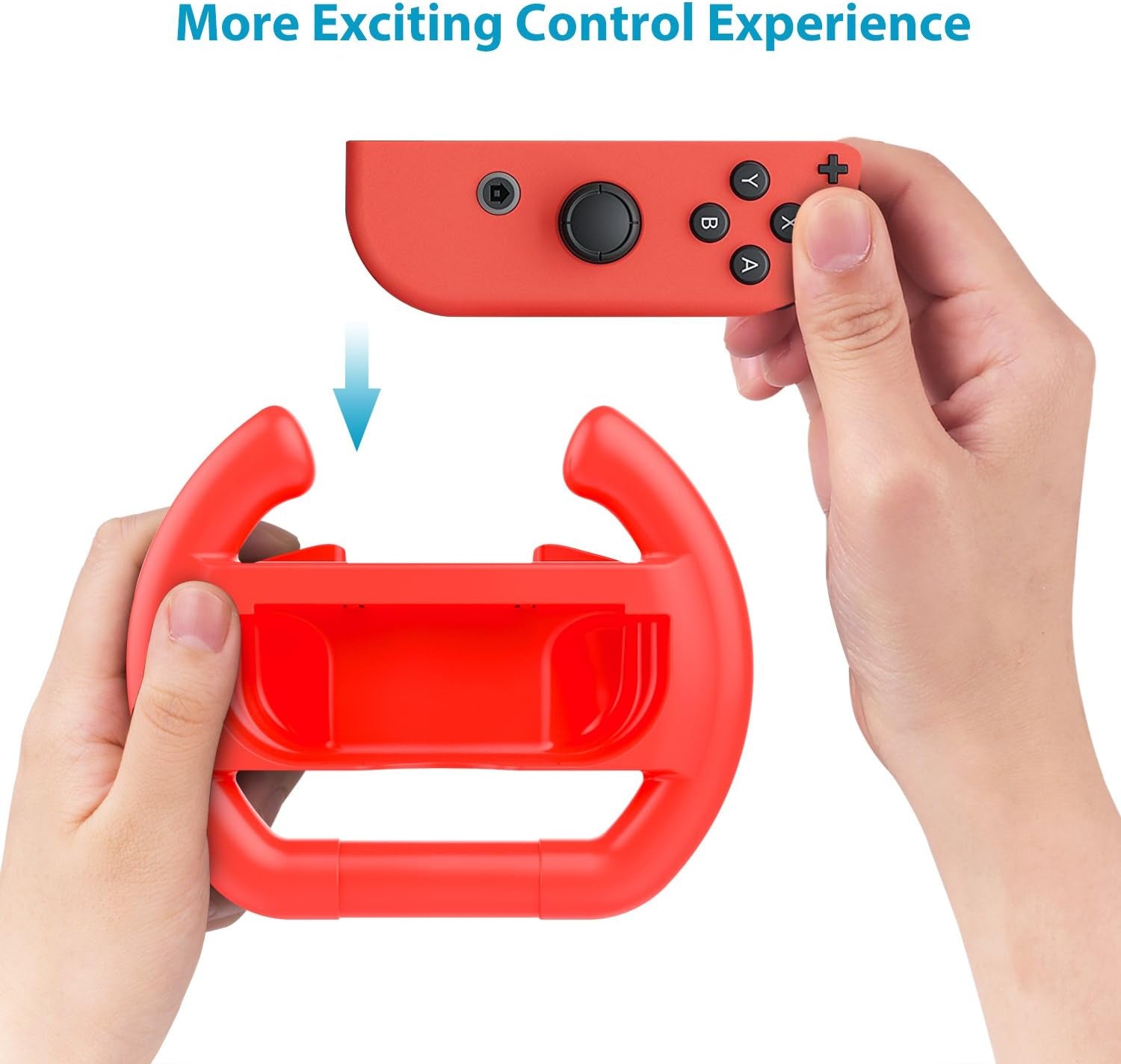 Steering Wheel Compatible with Switch/Switch OLED Model (2021), [2 Pack] Switch Steering Wheel Controller Handle Compatible with Switch Joy-Con Mario Kart Game (Blue & Red)