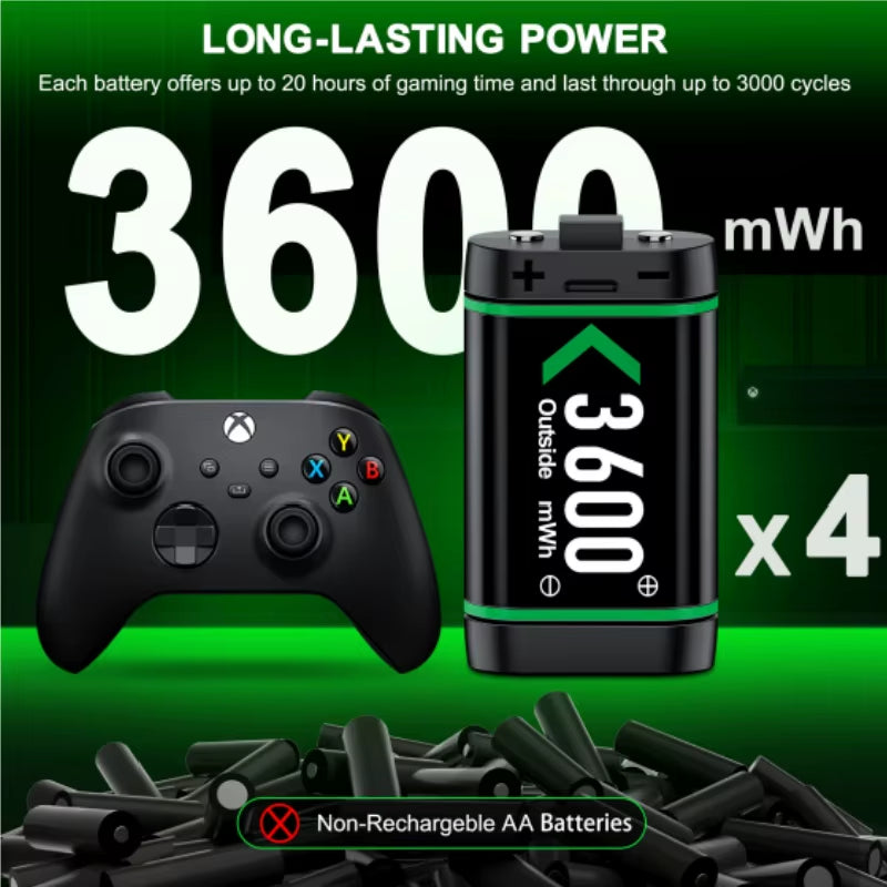 Rechargeable Battery for Xbox One Controller 4 X 3600Mwh Battery for Xbox One/Xbox Series X/S Charging Accessories ﻿